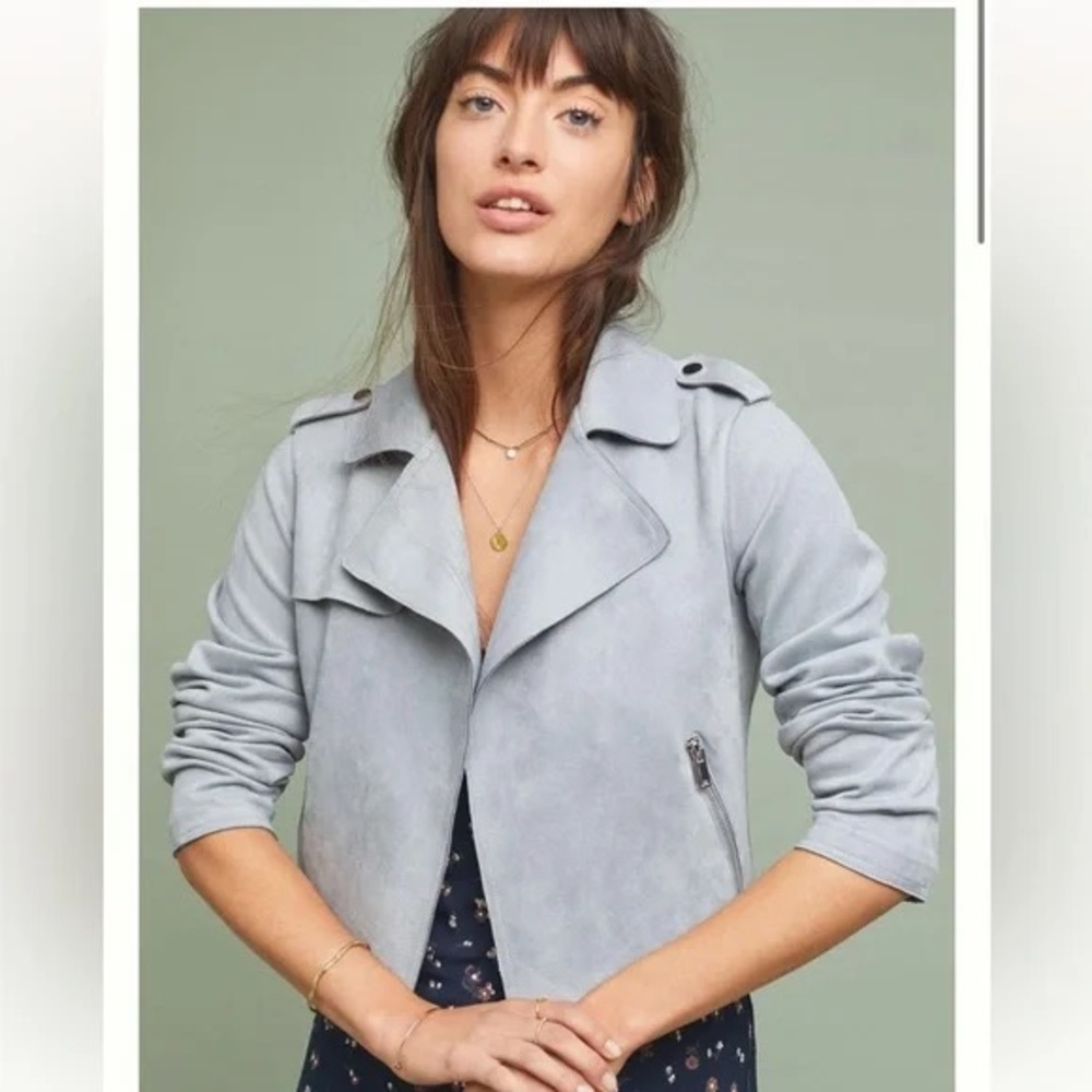Anthropologie Light Gray Leather Jacket